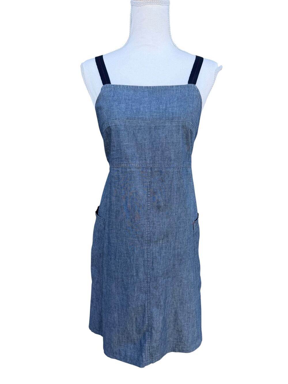 Cop-Copine Women’s 4 Denim Pinafore Dress Blue Chambray Sleeveless